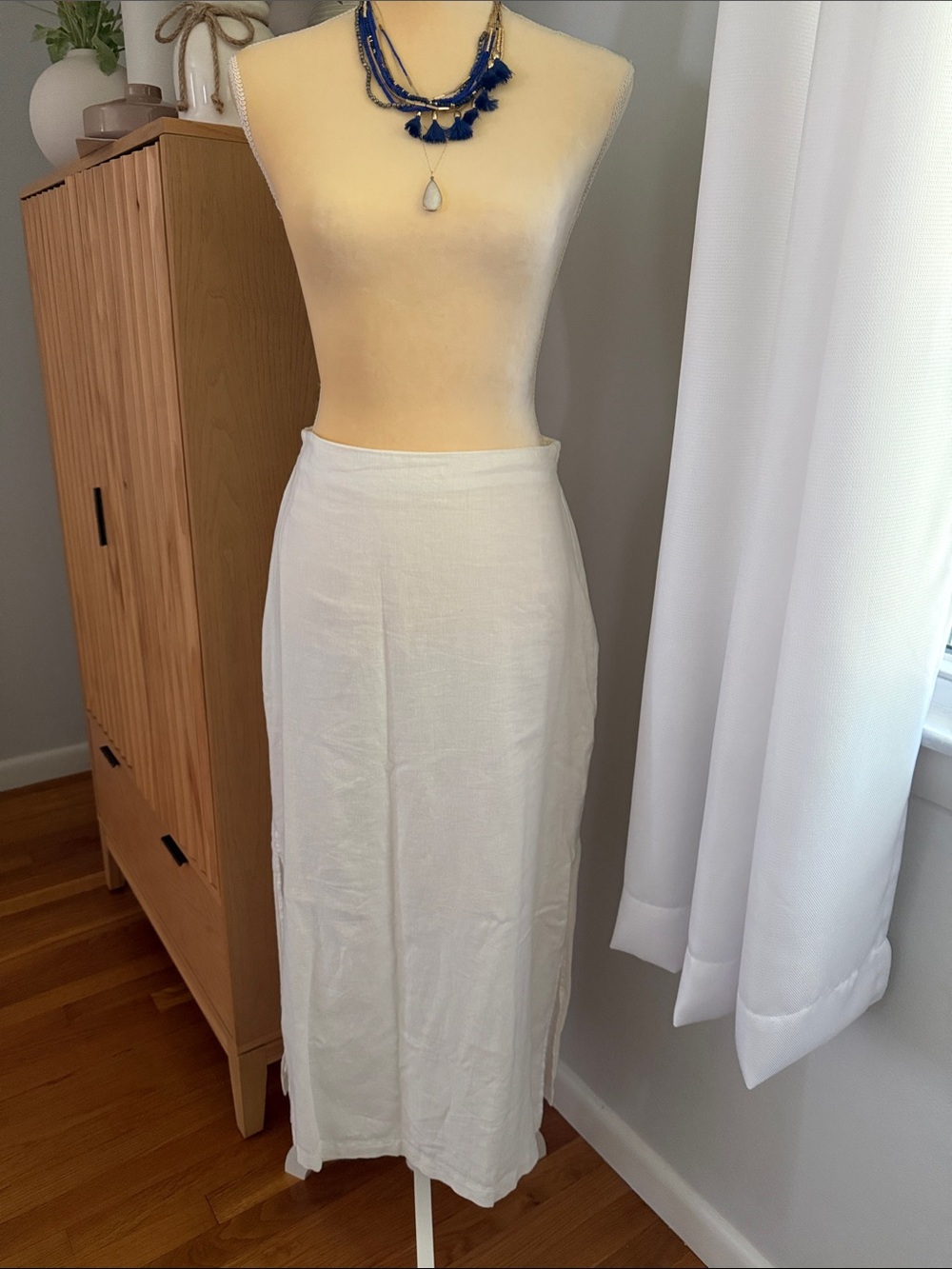 GAP White Maxi Linen-Blend Skirt